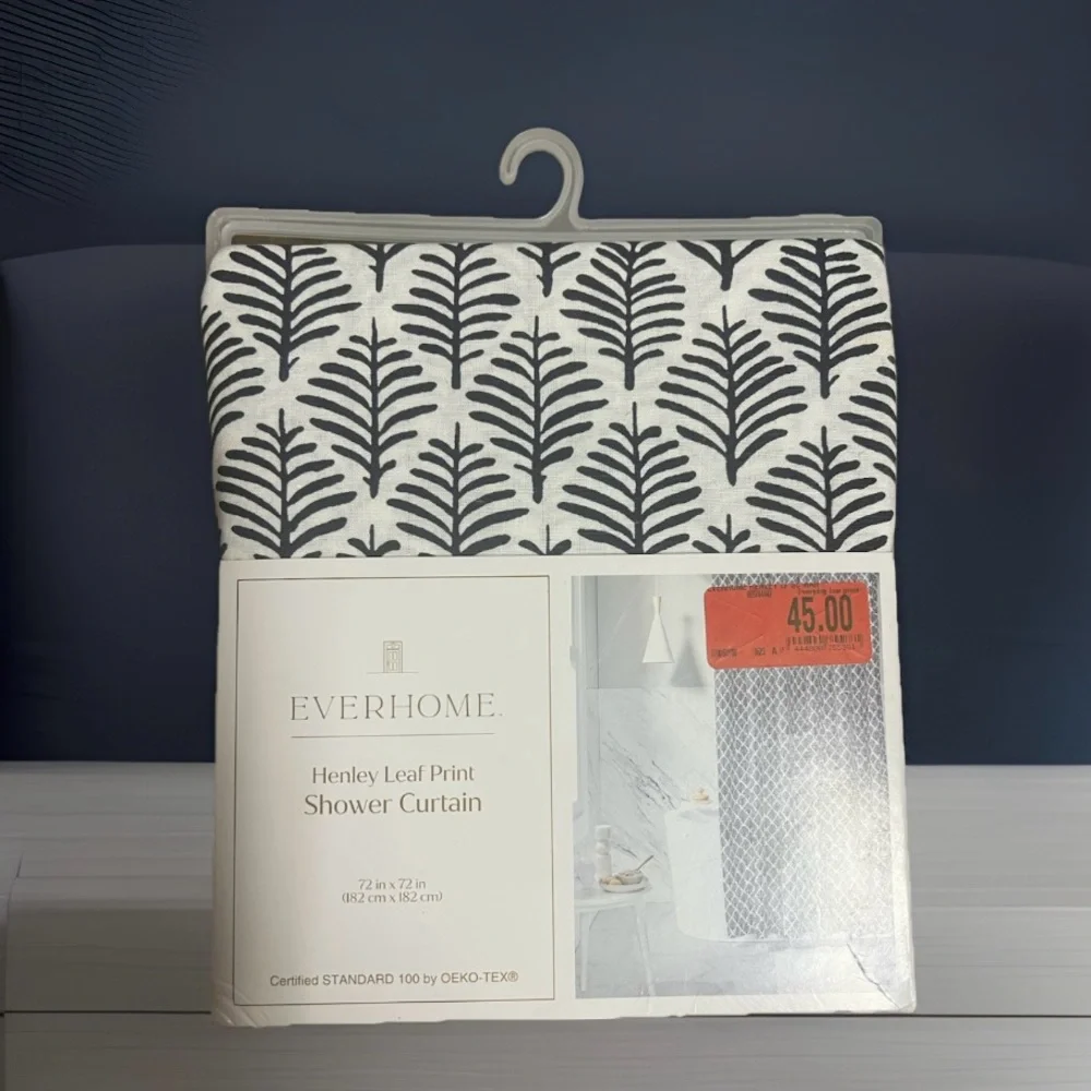 Everhome 72-Inch X 72-Inch Henley Leaf Long Shower Curtain in Maritime Blue